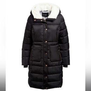 Jessica Simpson | Black Faux Fur-Trim Hooded Puffer Coat - Plus